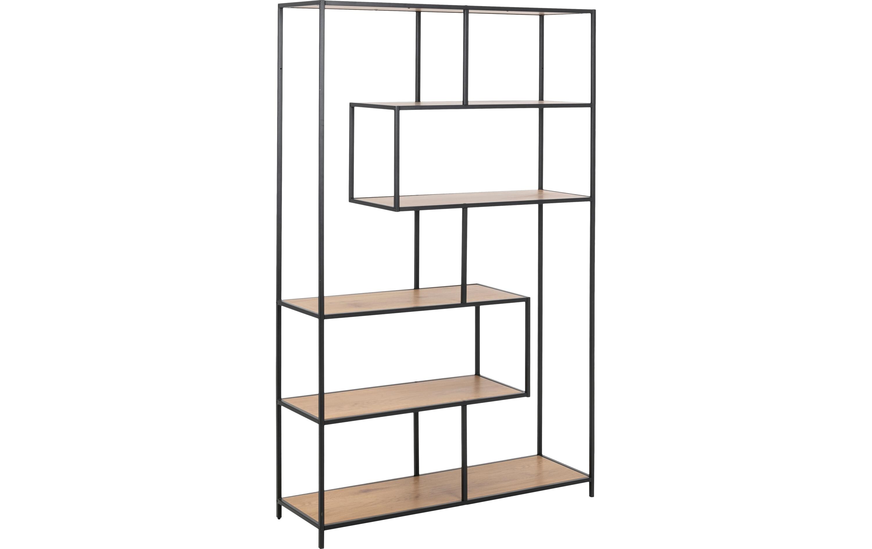 Regal Seaford 114 x 35 x 185 cm, Eiche/Schwarz<br>Bücherregal