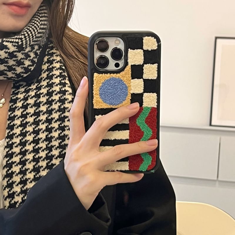 Edgin - Geometrisch Chenille Telefoonhoesje - iPhone 16 Pro Max / 16 Pro / 16 Plus / 16 / 15 Pro Max / 15 Pro / 15 Plus / 15 / 14 Pro Max / 14 Pro / 14 Plus / 14 / 13 Pro Max / 13 Pro / 13 / 13 Mini