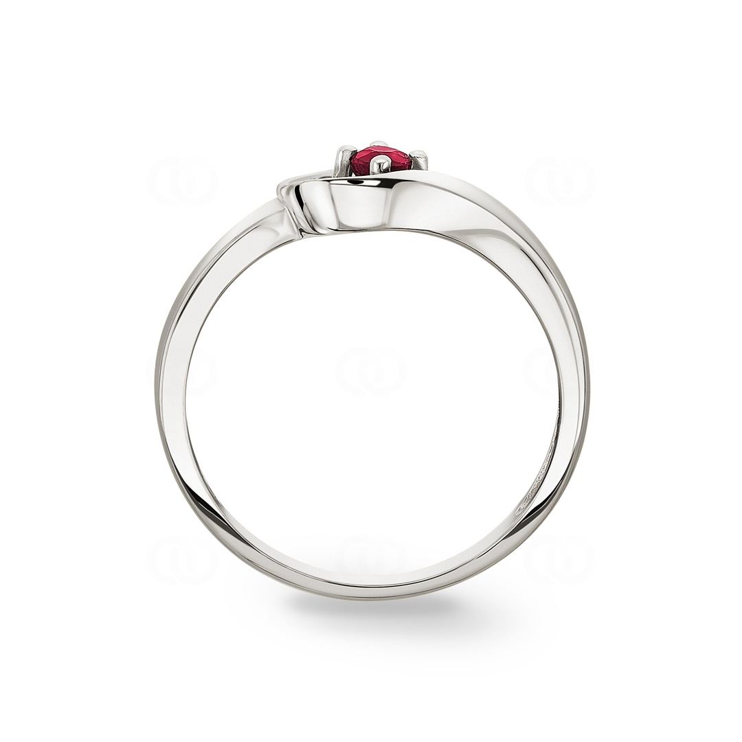 Rubinring 750/18 K Weissgold mit Diamanten 0.03 ct H/si