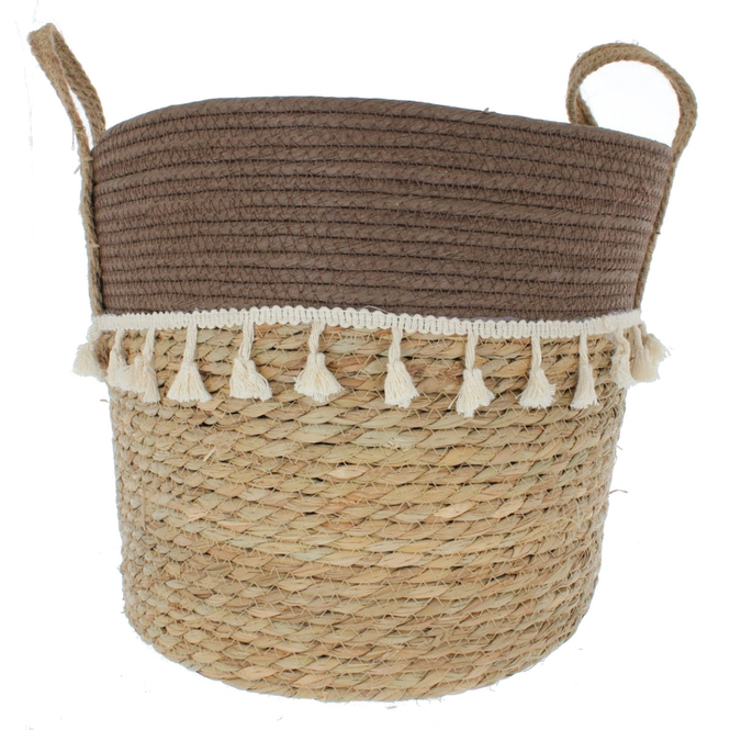 Pflanzkorb braun/weiß  - ca. 35 x 30 cm