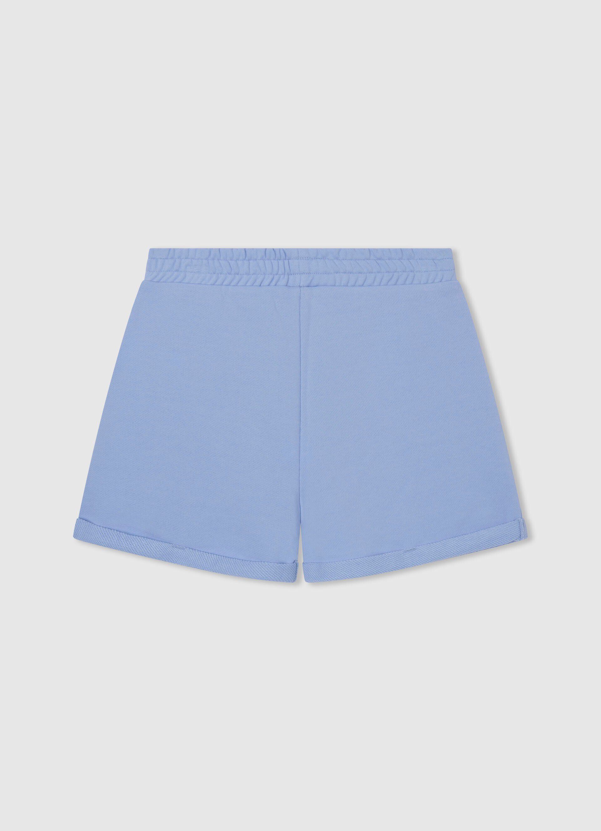 Calção de algodão com cintura elástica - azul-marinho