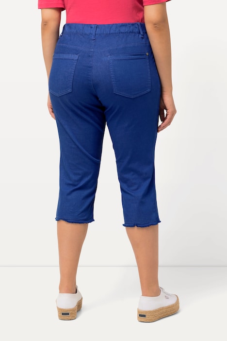 Caprihose Sienna, Fransensaum, schmales Bein, Stretch