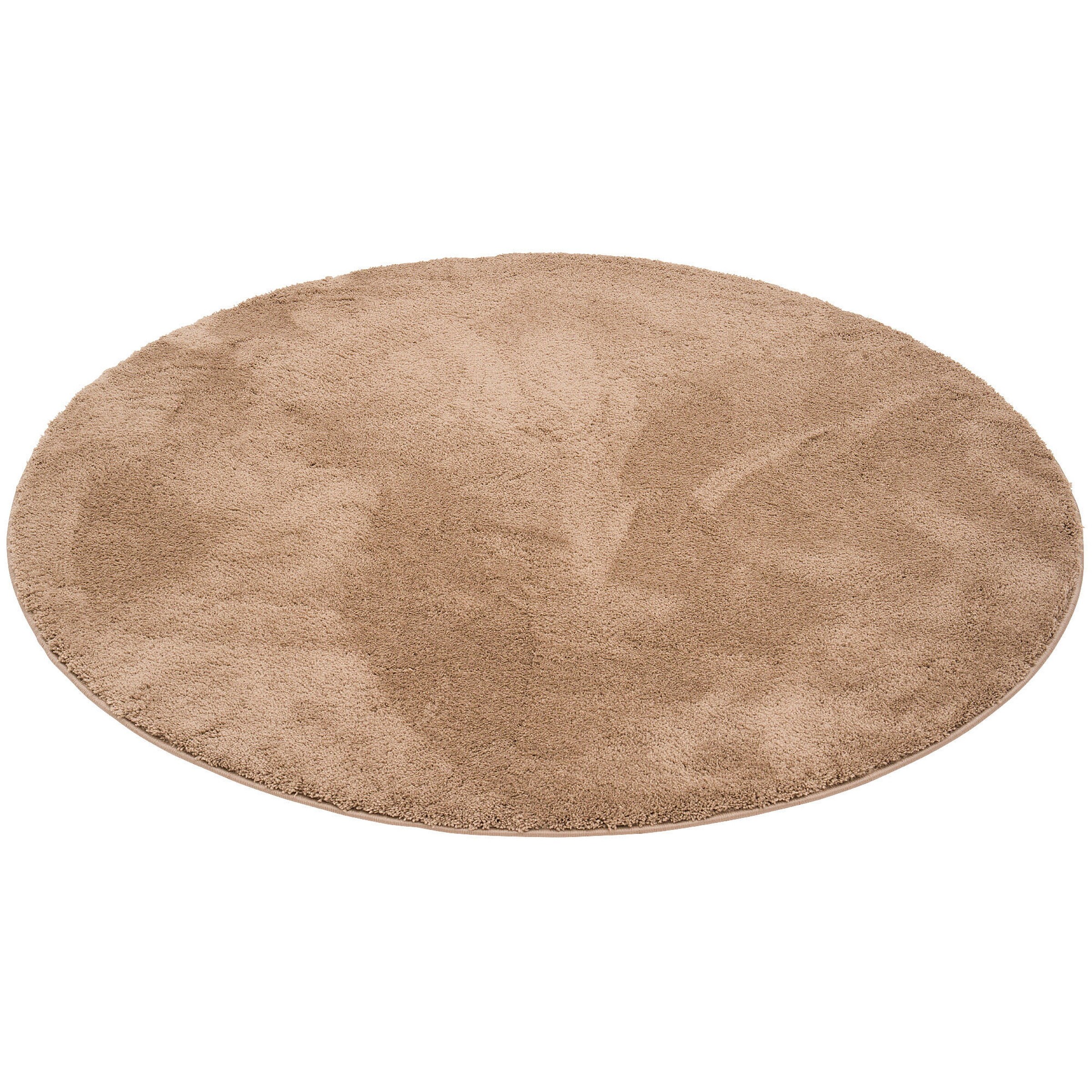 Pergamon Super Soft Kinder Hochflor Teppich Silky Kids Rund Taupe - 160x160 cm