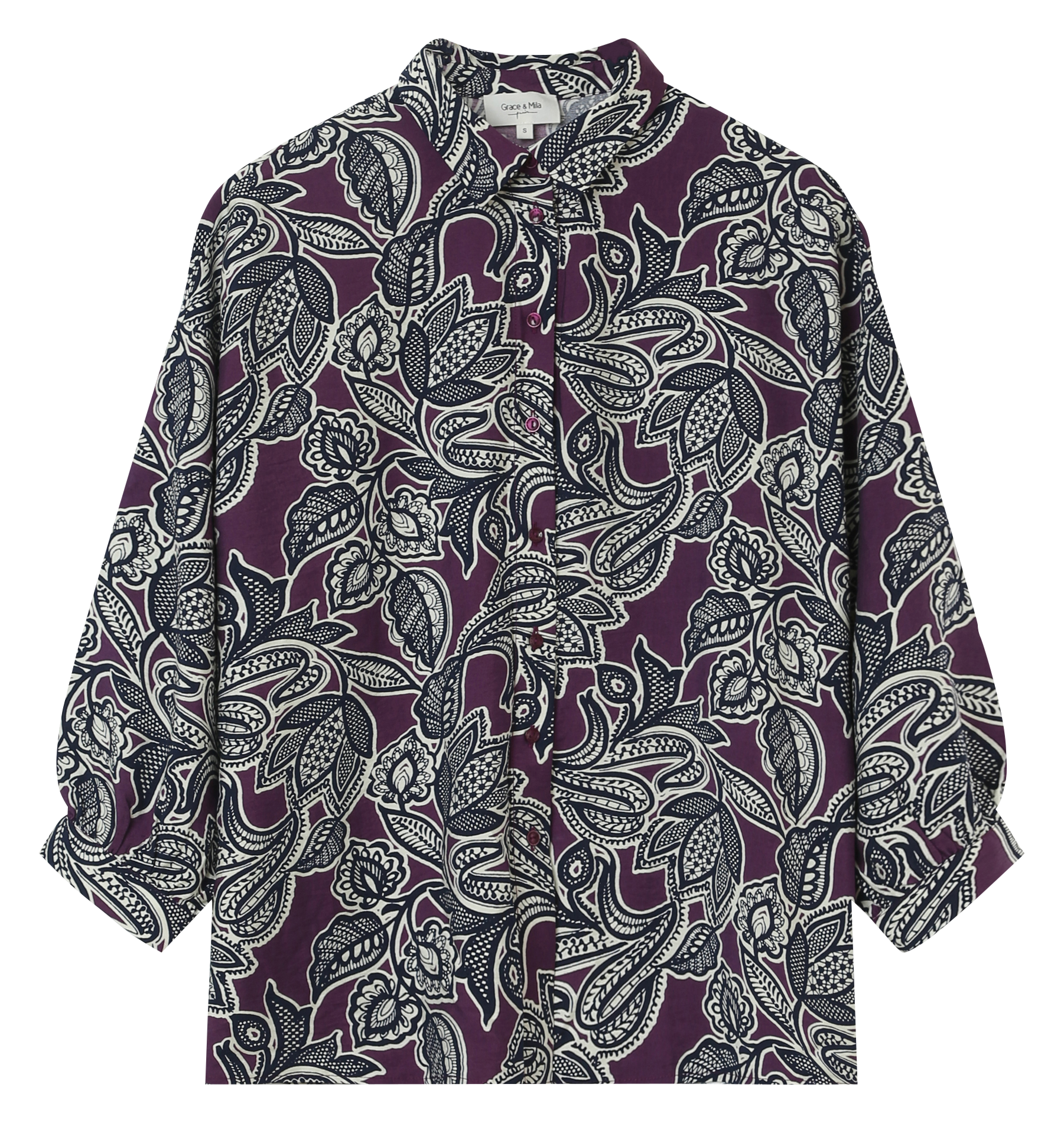 HAZEDINE - Chemise col classique imprimée| Violet