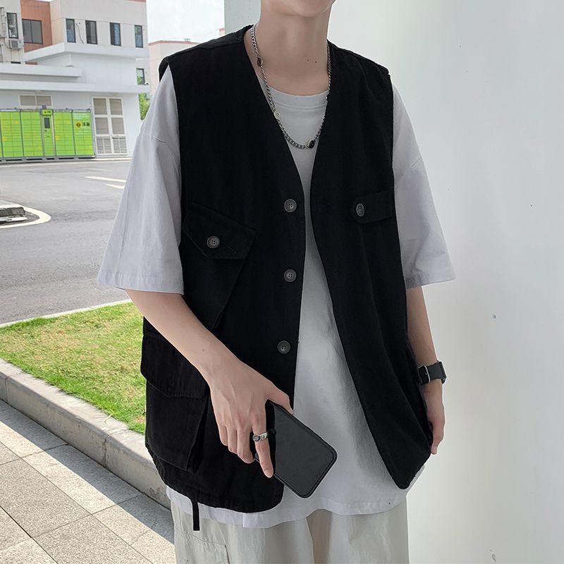 Whyessa - Oversized vest met knoopdetail