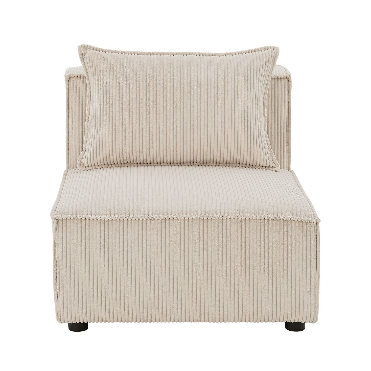 Juskys modulares Sofa Domas M - Couch Wohnzimmer - 3 Sitzer mit Lehnen & Kissen - Cord Beige