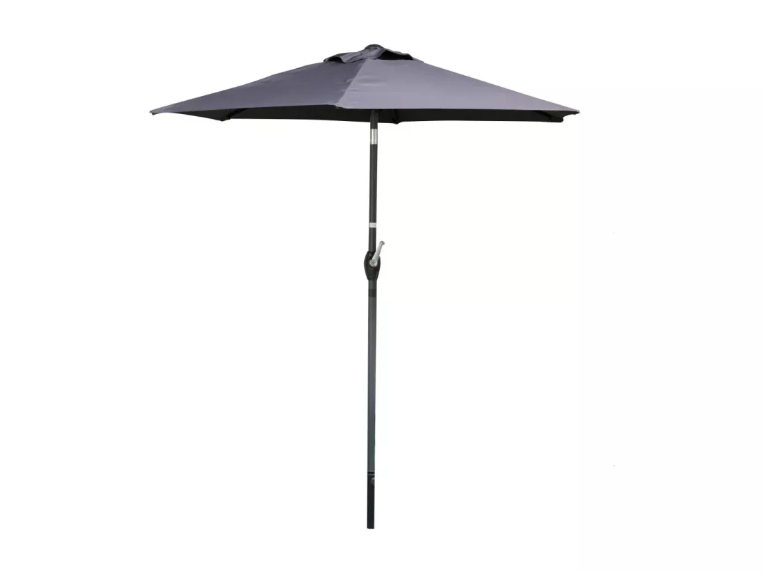 Parasol inclinable gris anthracite – Ø2m – H2,13m – Acier – Toile polyester 160g/m² – Manivelle