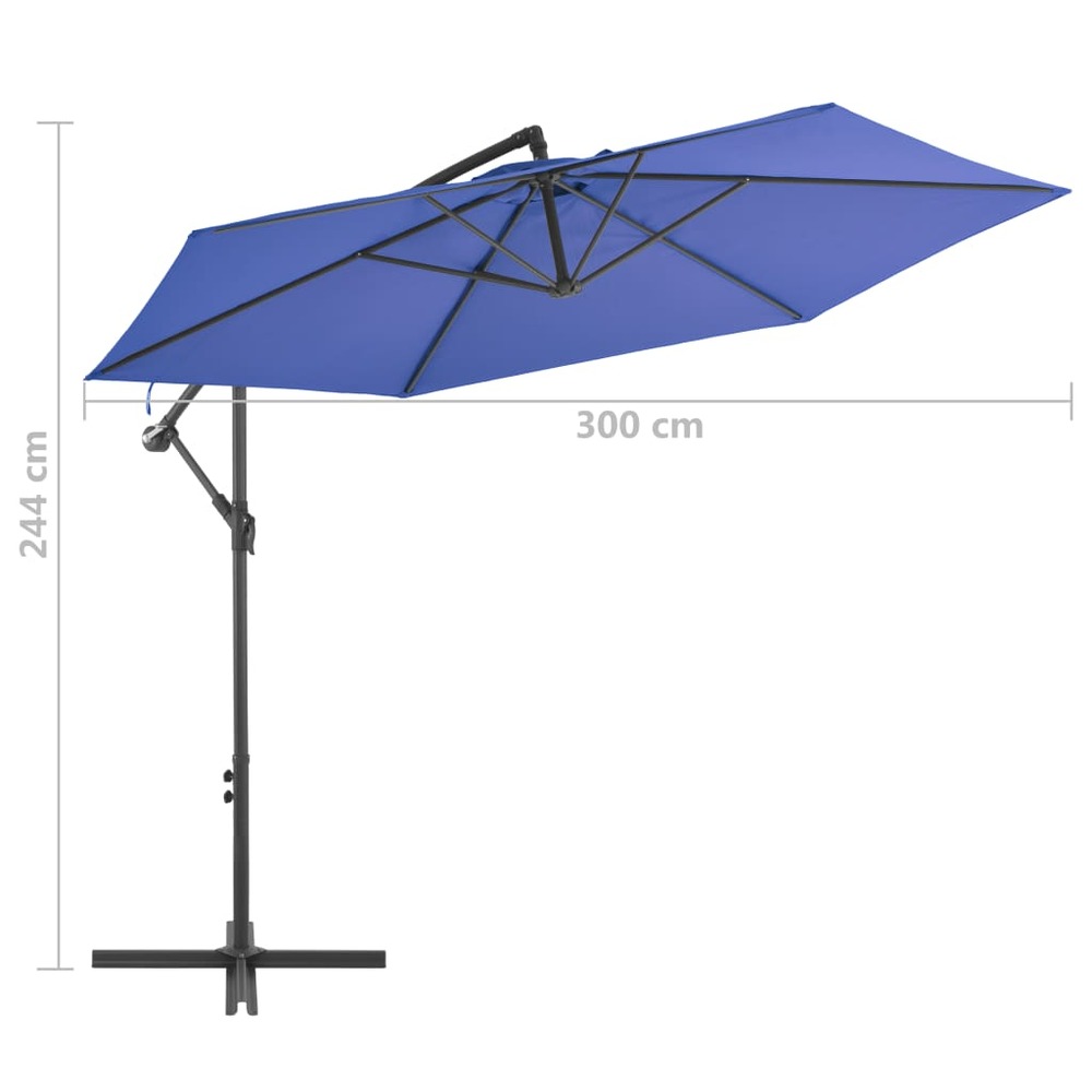 Parasol déporté avec mât en aluminium 300 cm bleu