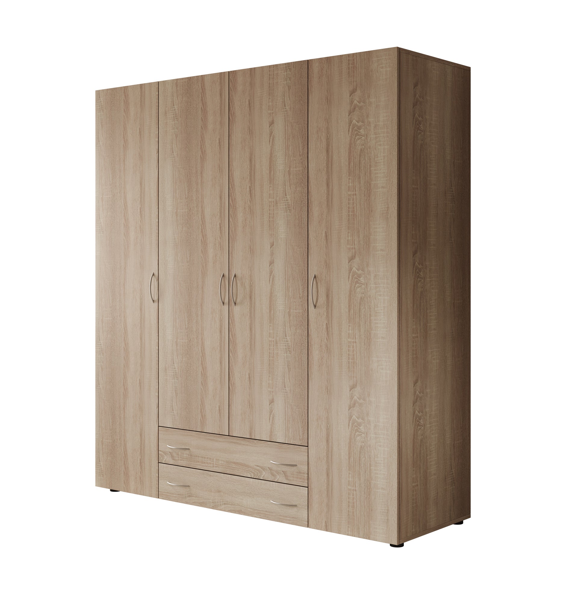 Serra - Kledingkast 4-deurs - Licht eiken - 160x51x177 cm