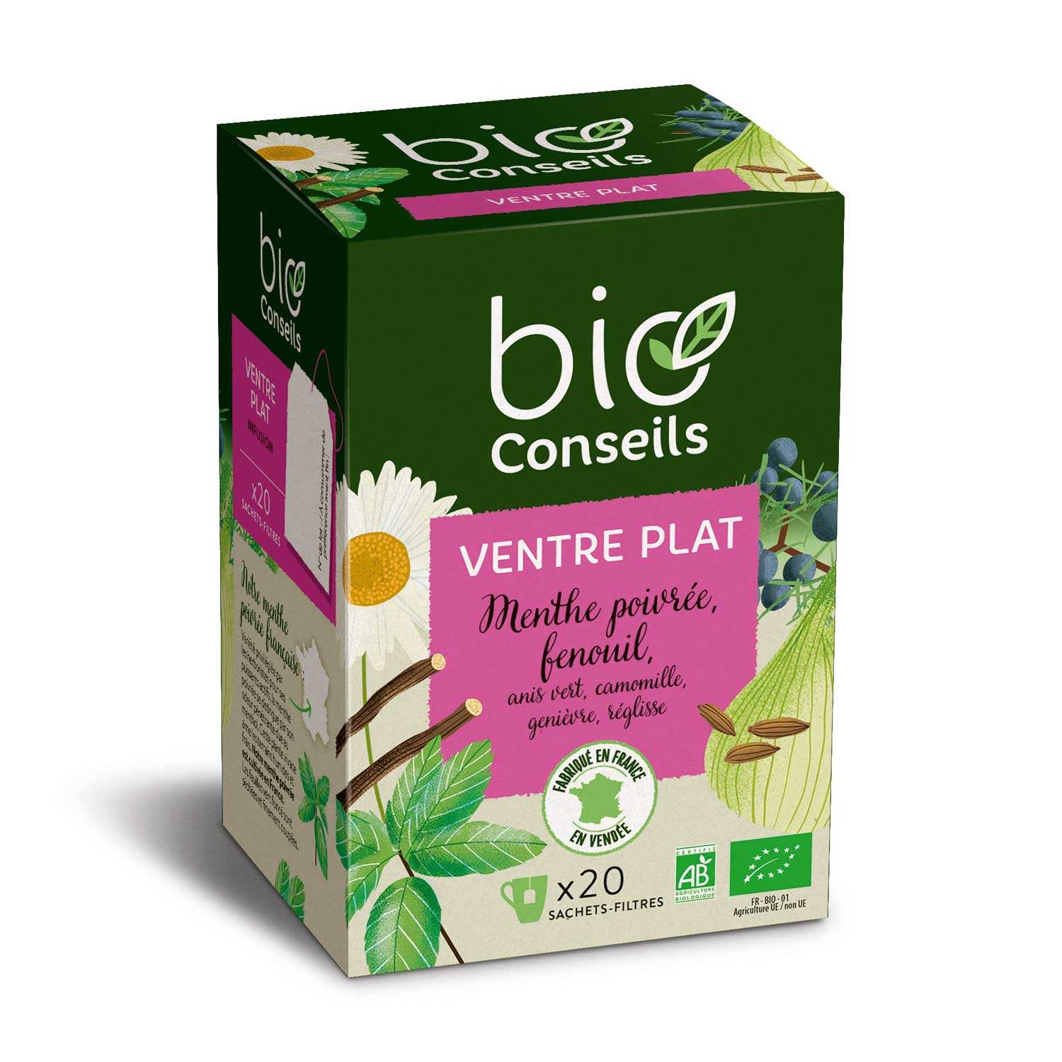 Infusion Ventre Plat Bio (menthe poivrée, fenouil...)
