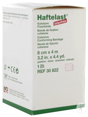 Haftelast Bande Extensible Cohésive Sans Latex 8cm x 4m 1 Pièce (30822)