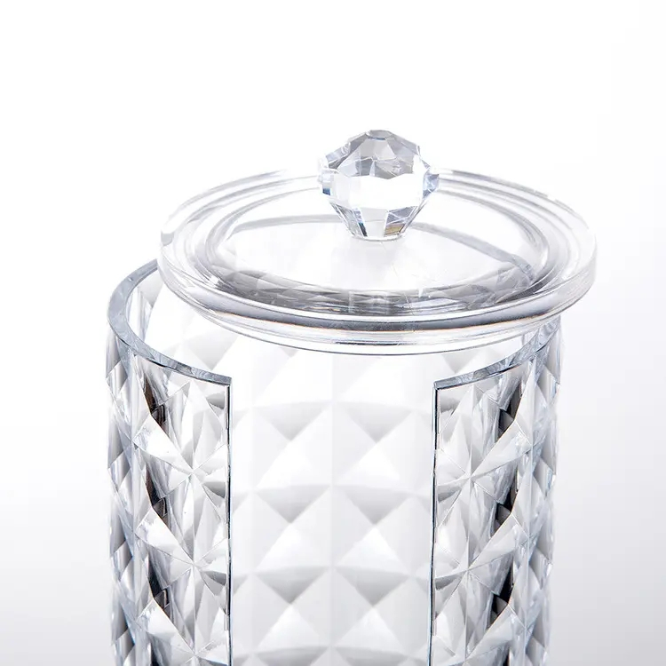 (Ø7cm) Acryl Wattepad Spender Beauty Make Up Organizer Aufbewahrungsbox mit Deckel - Transparent