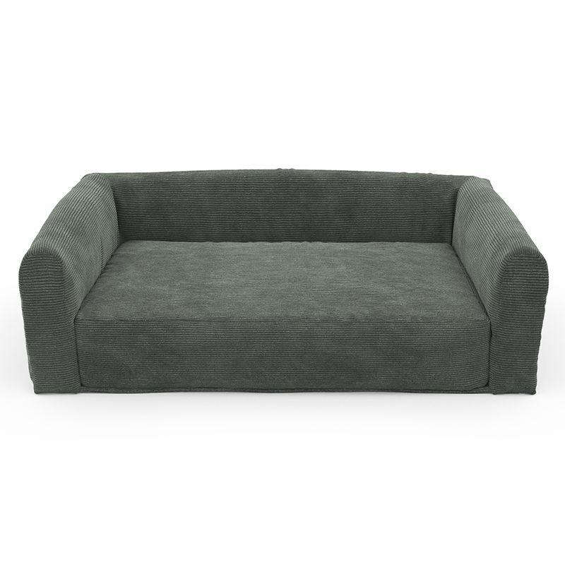 Panier pour chien leonard en tissu velours côtelé vert taille l