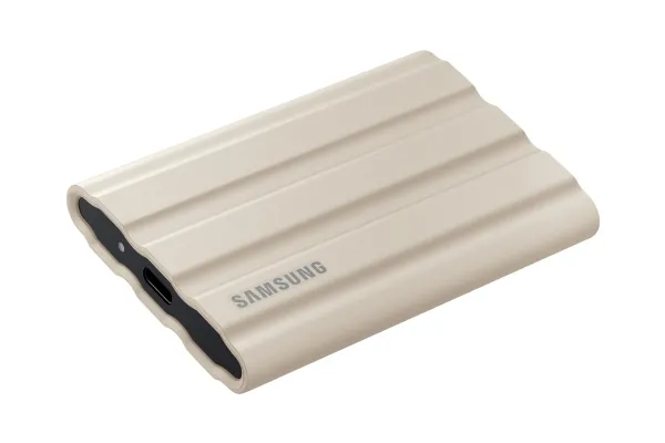 Samsung T7 Shield MU-PE2T0K - SSD - krypteret - 2 TB - ekstern (bærbar) - USB 3.2 Gen 2 (USB-C stikforbindelse) - 256-bit AES - beige