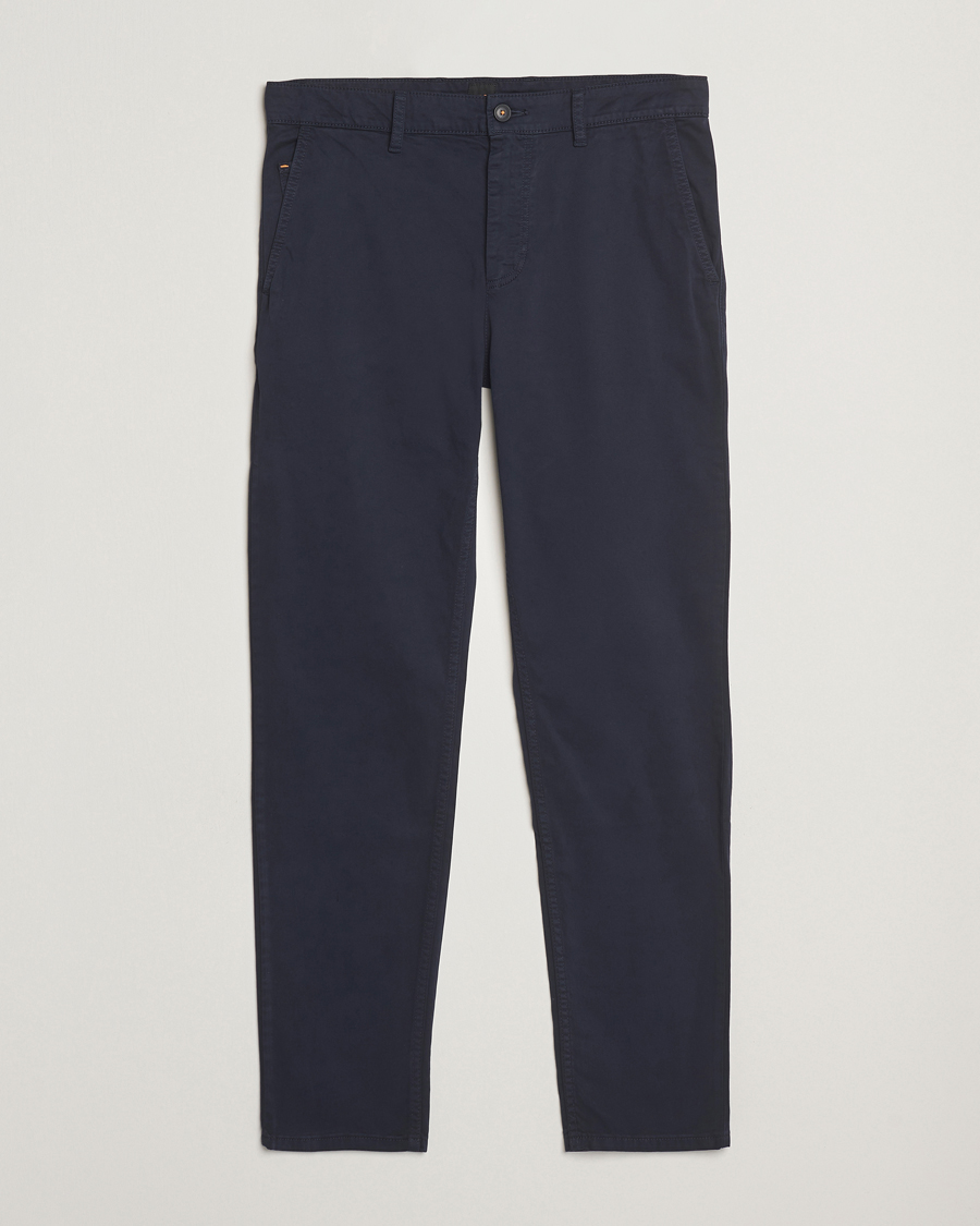 BOSS ORANGE Tapered Fit Cotton Chinos Dark Blue