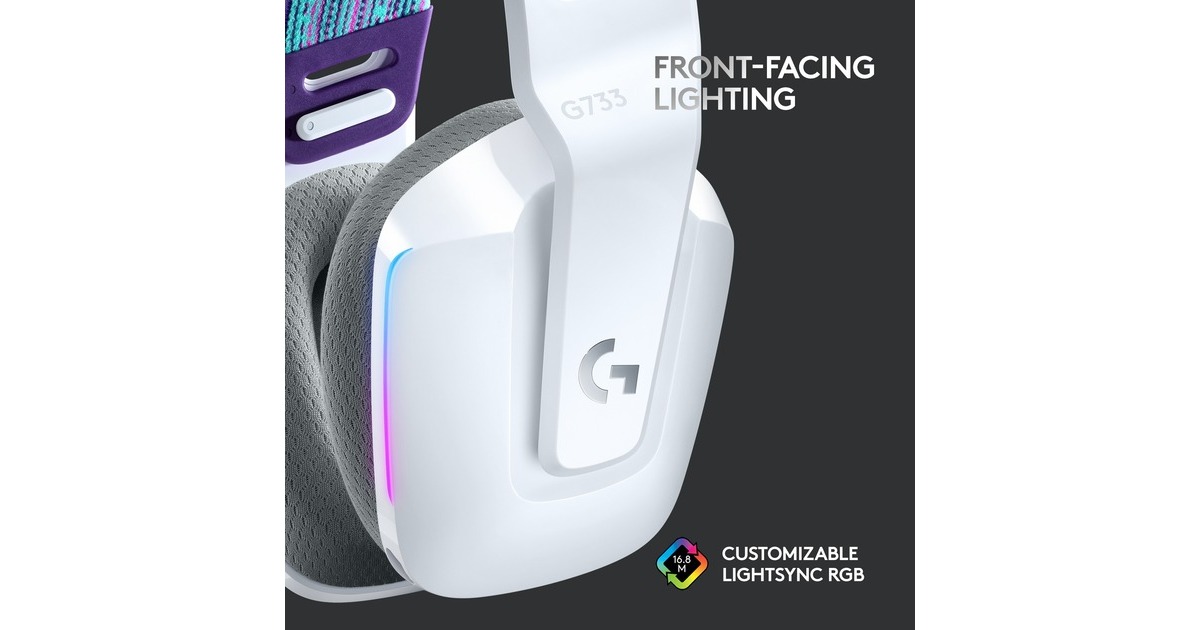 LogitechG733 LIGHTSPEED Wireless RGB  over-ear gaming headset  (Wit, PC, PlayStation 4)