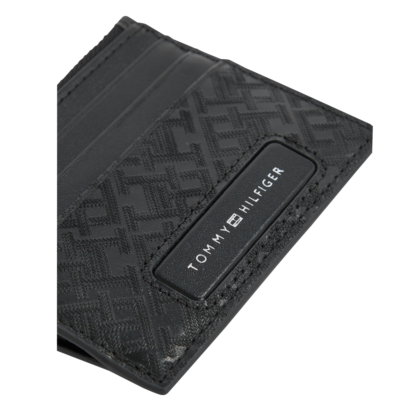 Porte-cartes en cuir à motif | Noir