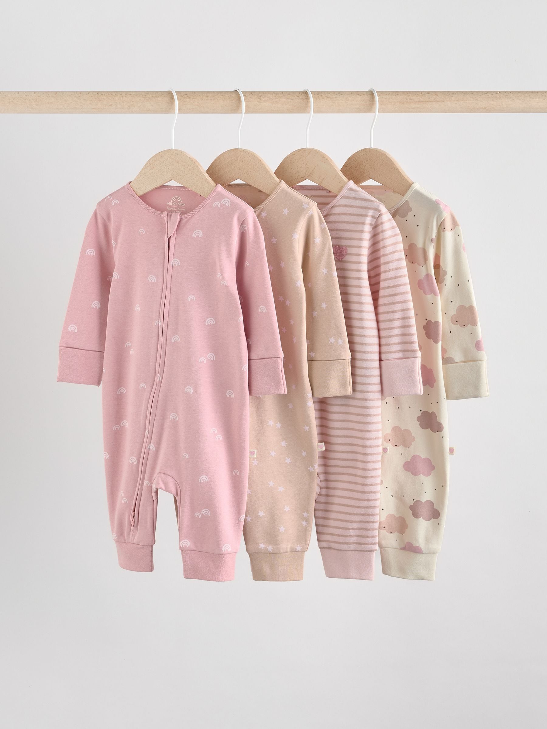 Roze - 4 Pack Baby-pyjama's met tweewegrits (0mnd -3jr)
