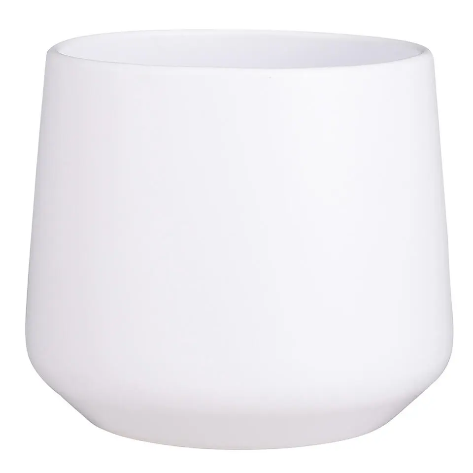 Mica Decorations Bloempot - wit - mat - keramiek - H18/D21 cm