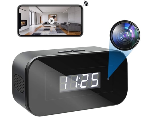 YONIS - Réveil caméra espion wifi 1080p surveillance nocturne et dét...