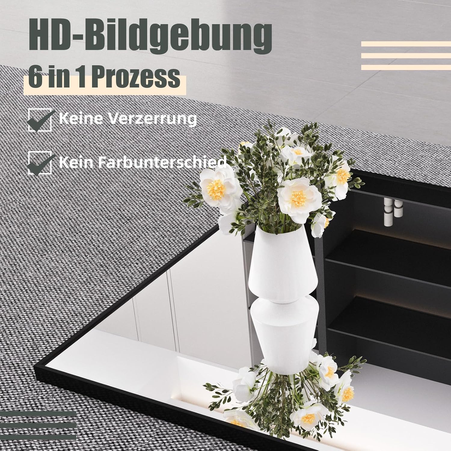 Ganzkörperspiegel Standspiegel 180x80cm mit Schwarz MetallrahmenBodenspiegel HD Spiegel Groß Wandspiegel mit Haken für Wohn-, Schlaf- und Ankleidezimmer
