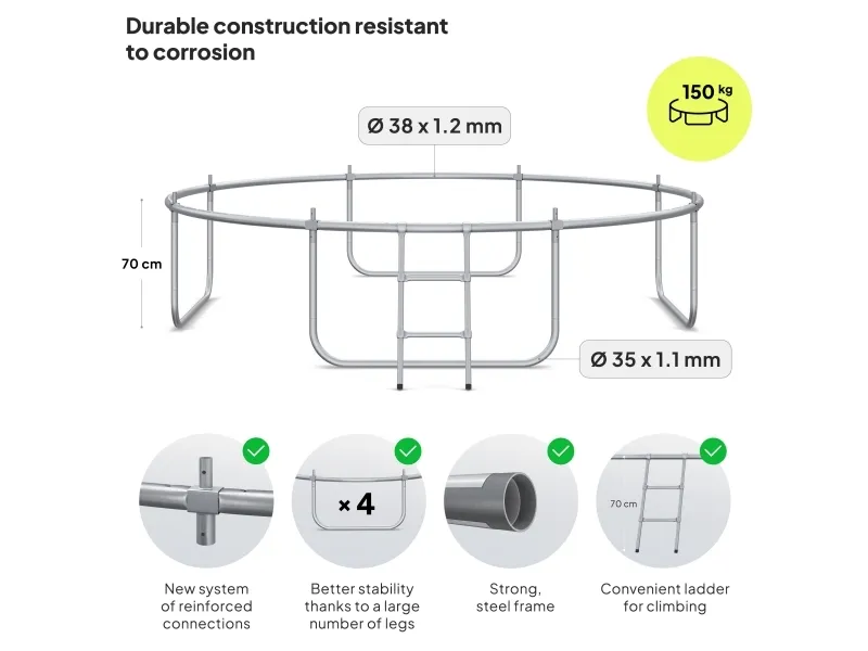 Zipro Trampolin med net og stige Ø312cm   pose til sko