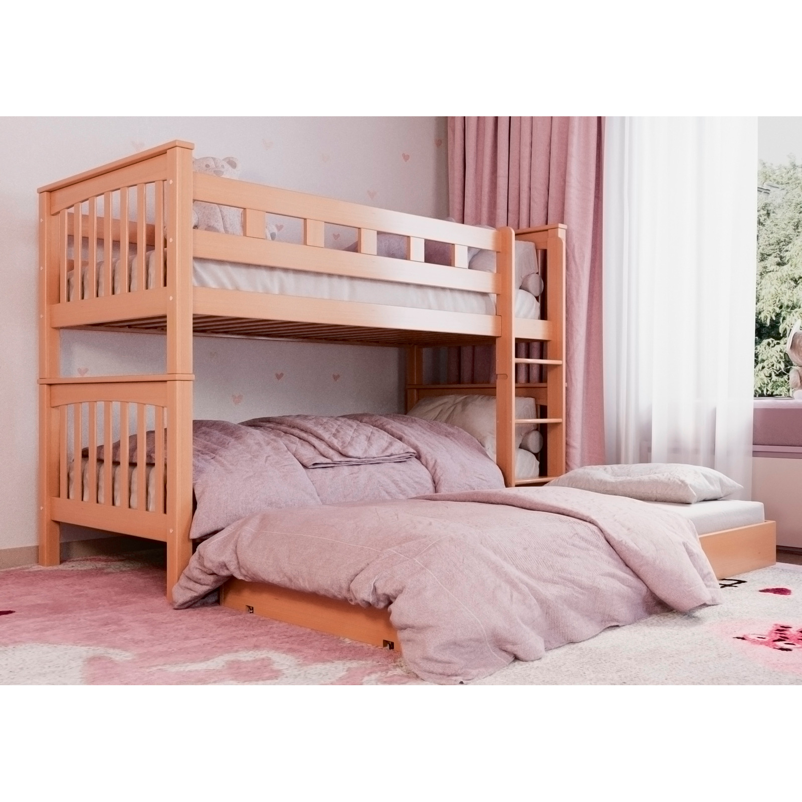 Bettschublade Buche massiv 90 x 190 cm Buche natur