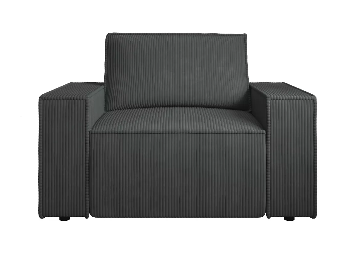 Fauteuil en velours côtelé gris anthracite AMELIA