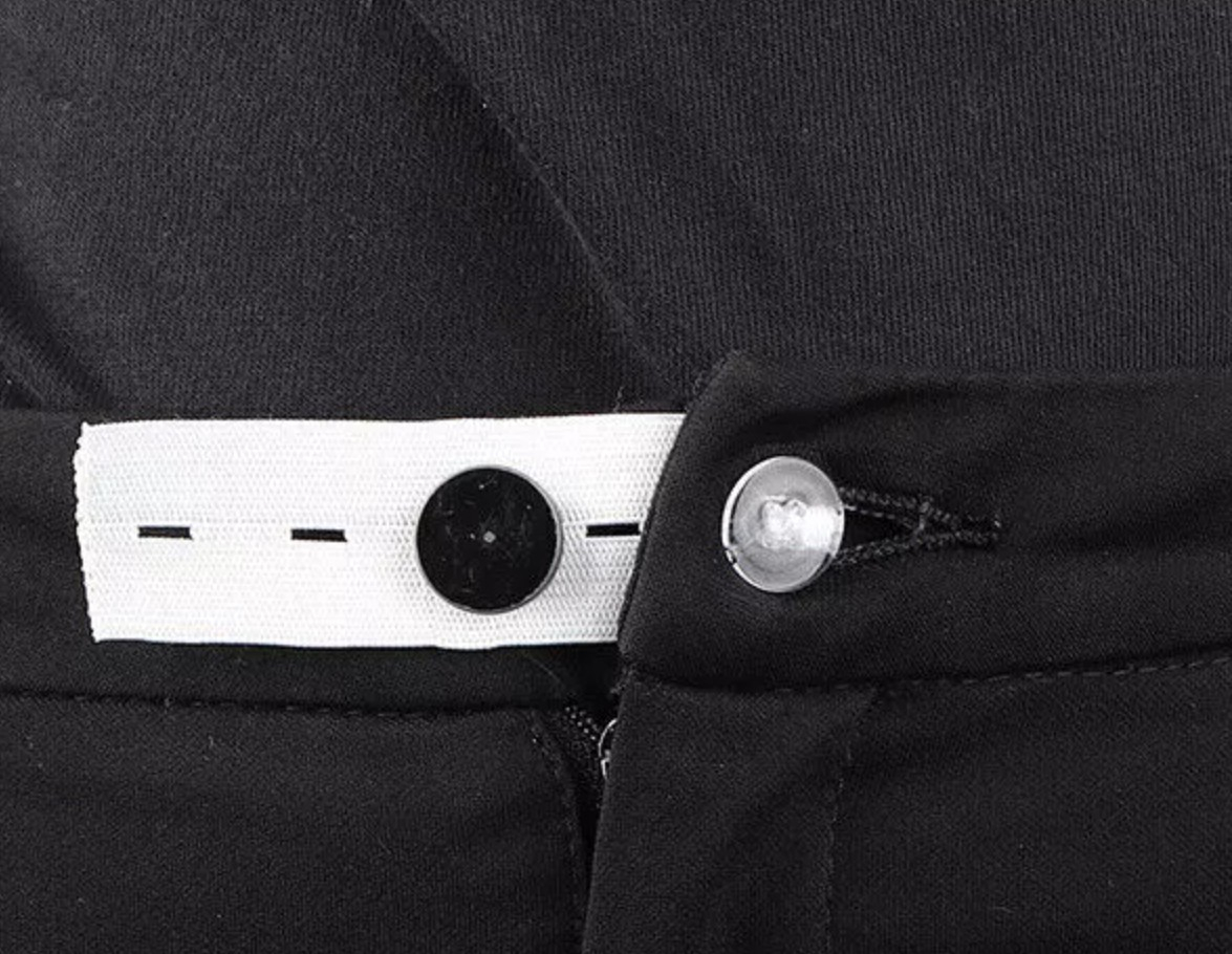 (2er Set) 83x24mm Elastische Hosenbund Erweiterung Verstellbare Taillen Bänder Jeans Knopf Verlängerung Mercerie Zubehör - Schwarz