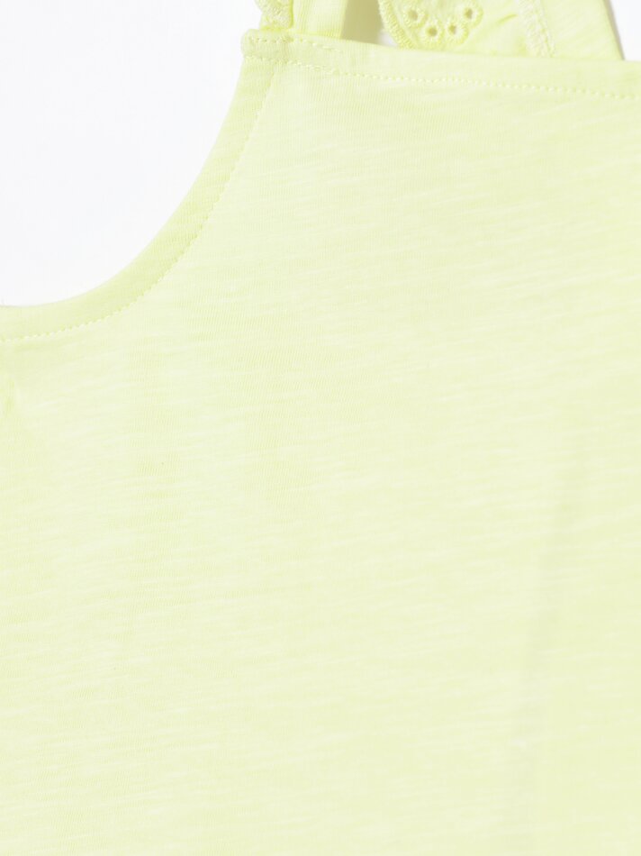 Top com alças cruzadas bordadas à moda suíça - Amarelo degradê