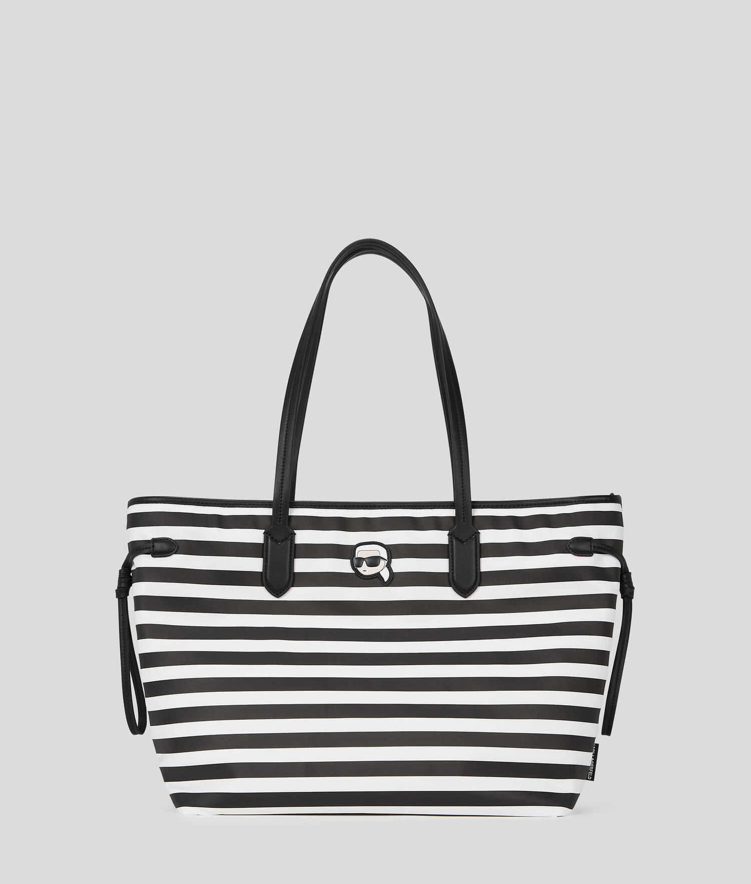 SAC CABAS EN NYLON IKON - Petite rayure Noir-Blanc
