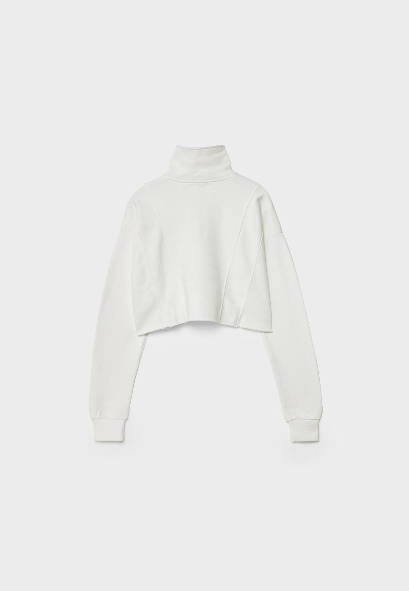 Blusa de moletom curta com zíper