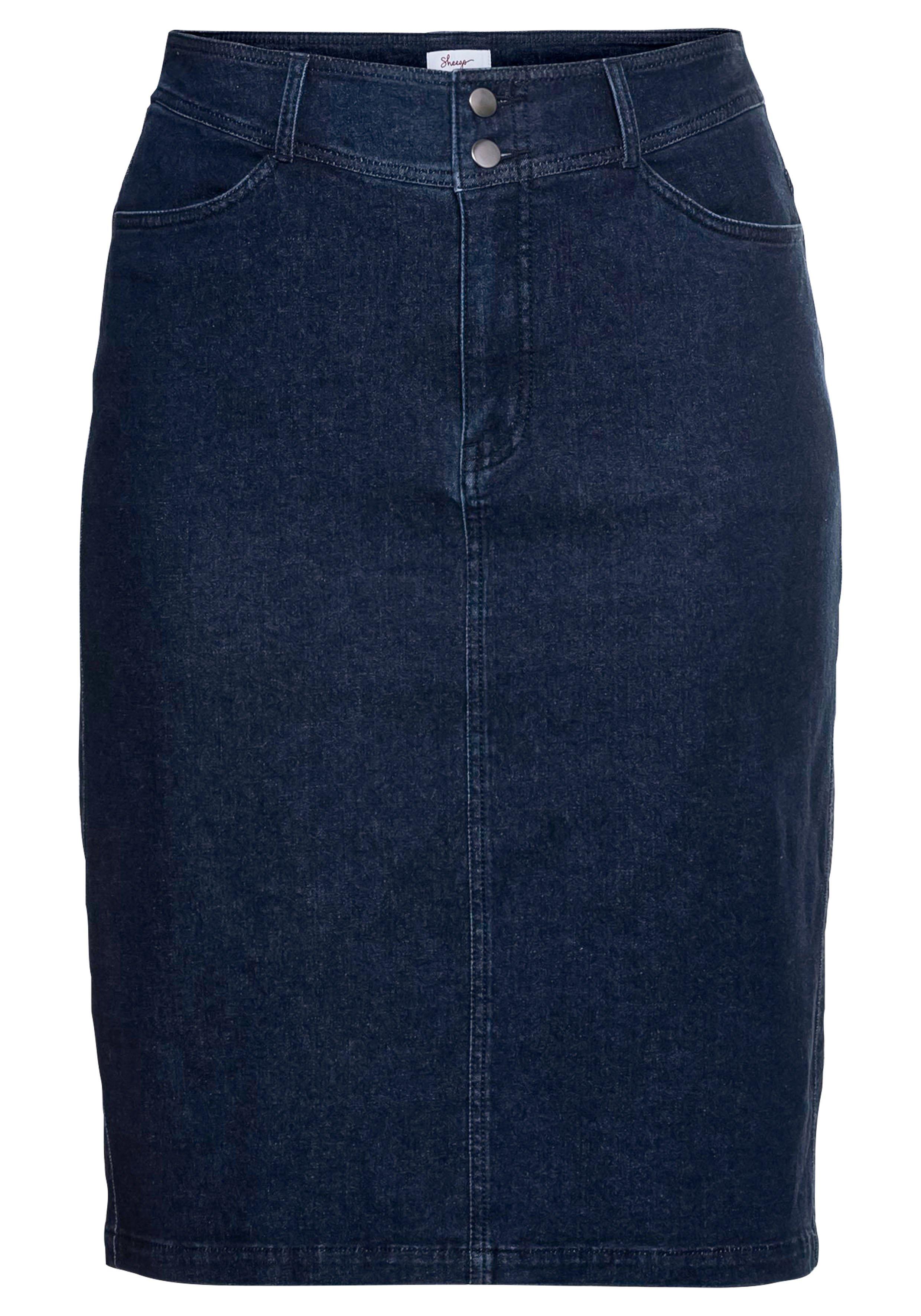 Jeansrock mit breitem Bund und Schlitz hinten