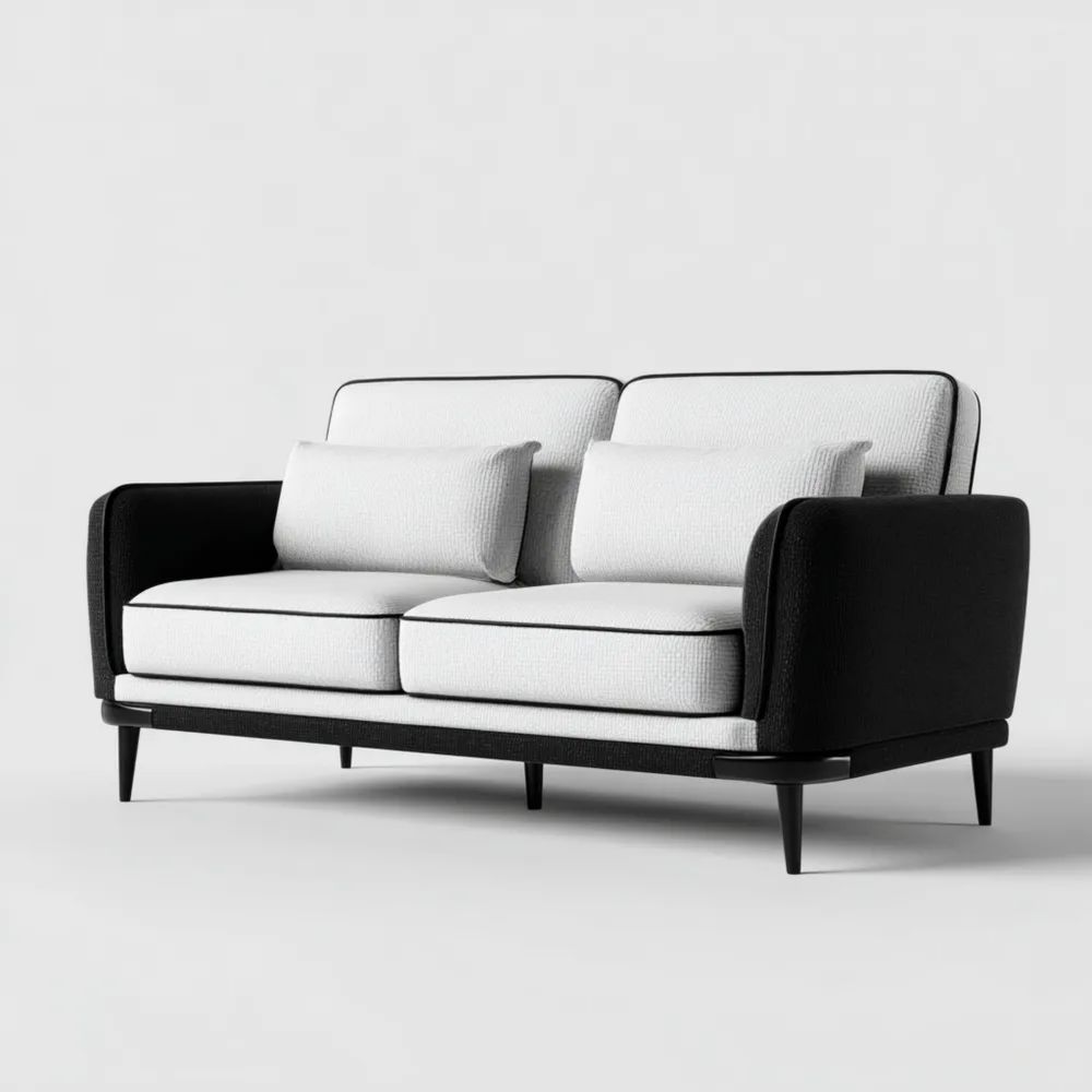 2-Sitzer-Sofa Stoff 150x85x85 cm – Schwarz/Weiß – Modernes Design
