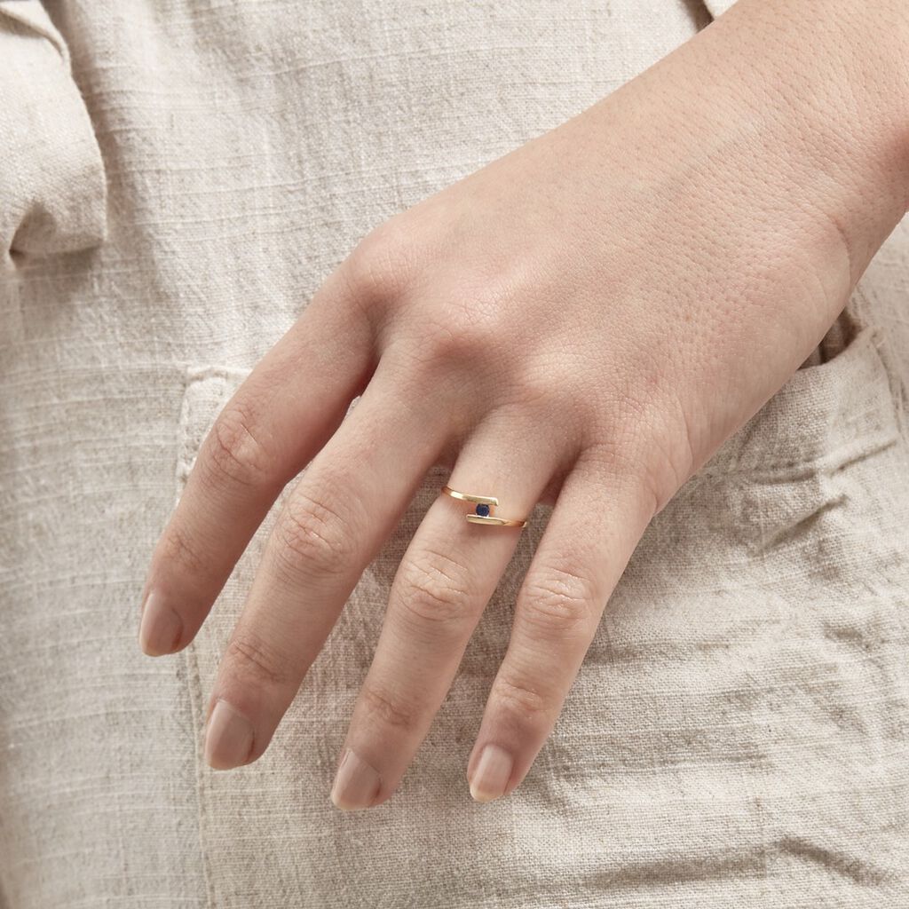 Bague Serti Couteau Or Jaune Saphir