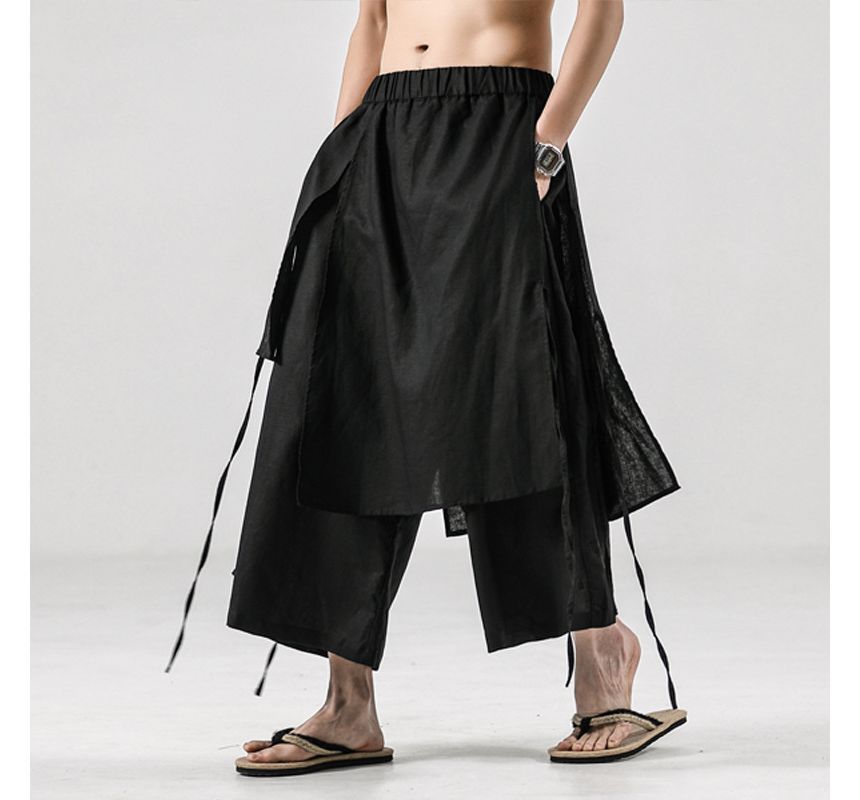 Sparrow Farm - Elastische taille gelaagde cropped wijde broek