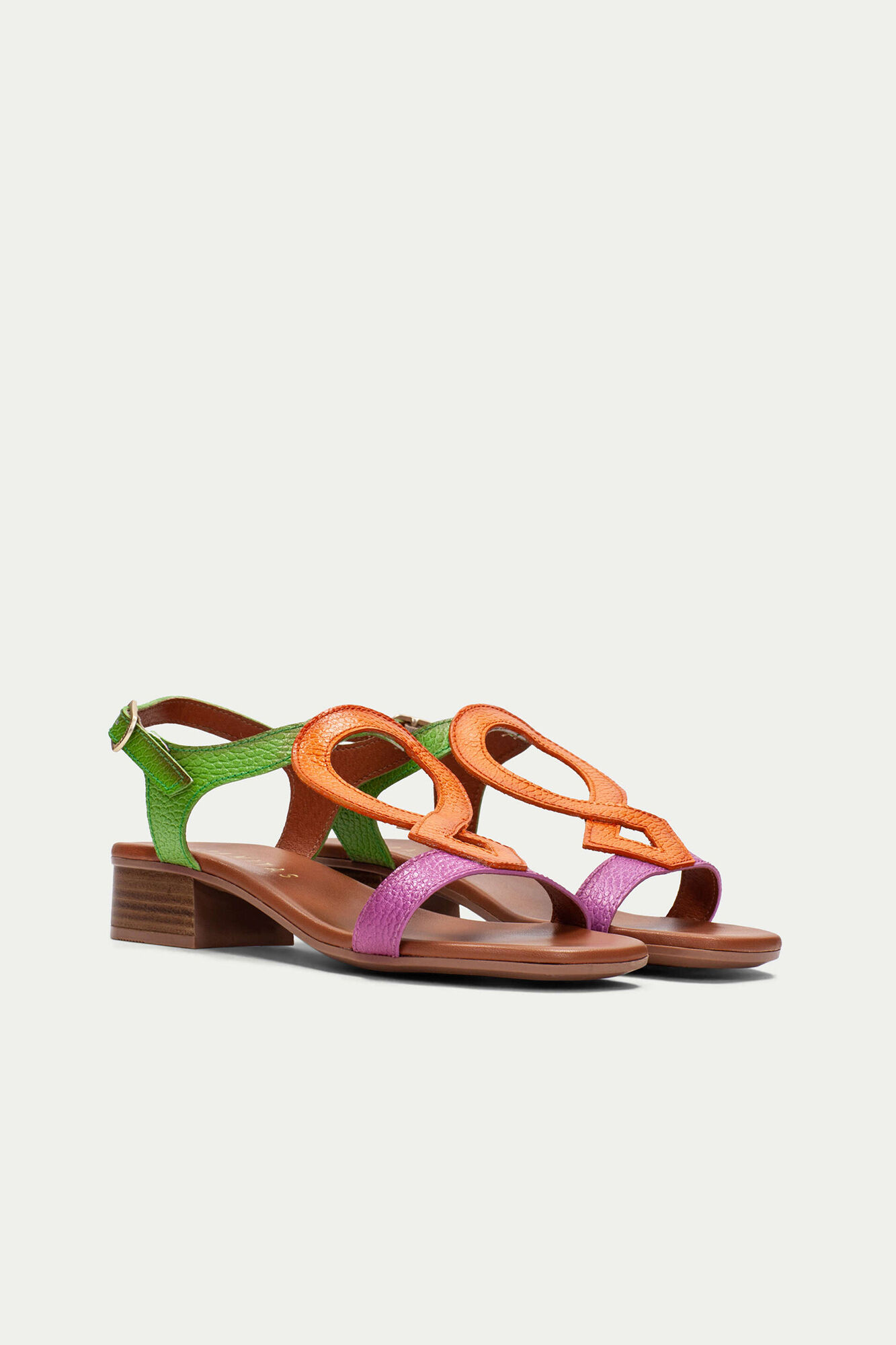 Sandália rasteira Lara com detalhe circular - Multicolorida