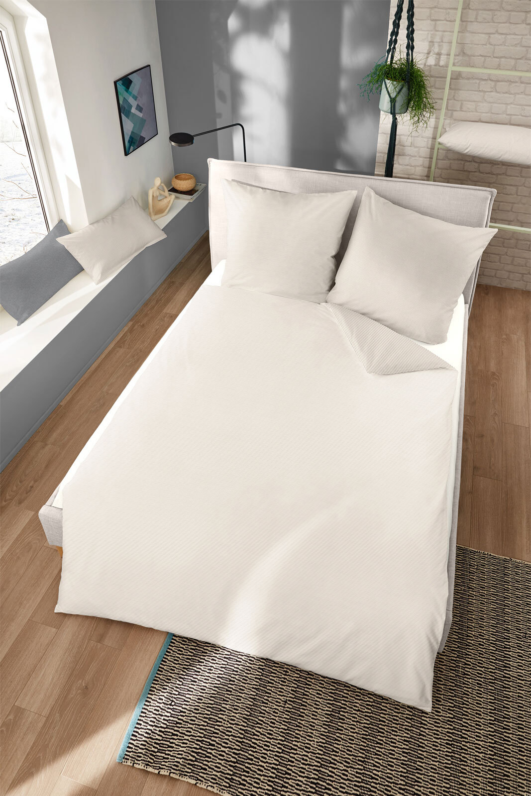 DORMISETTE RENFORCE-Bettwäsche BUNTGEWEBT 135 x 200 cm silber
