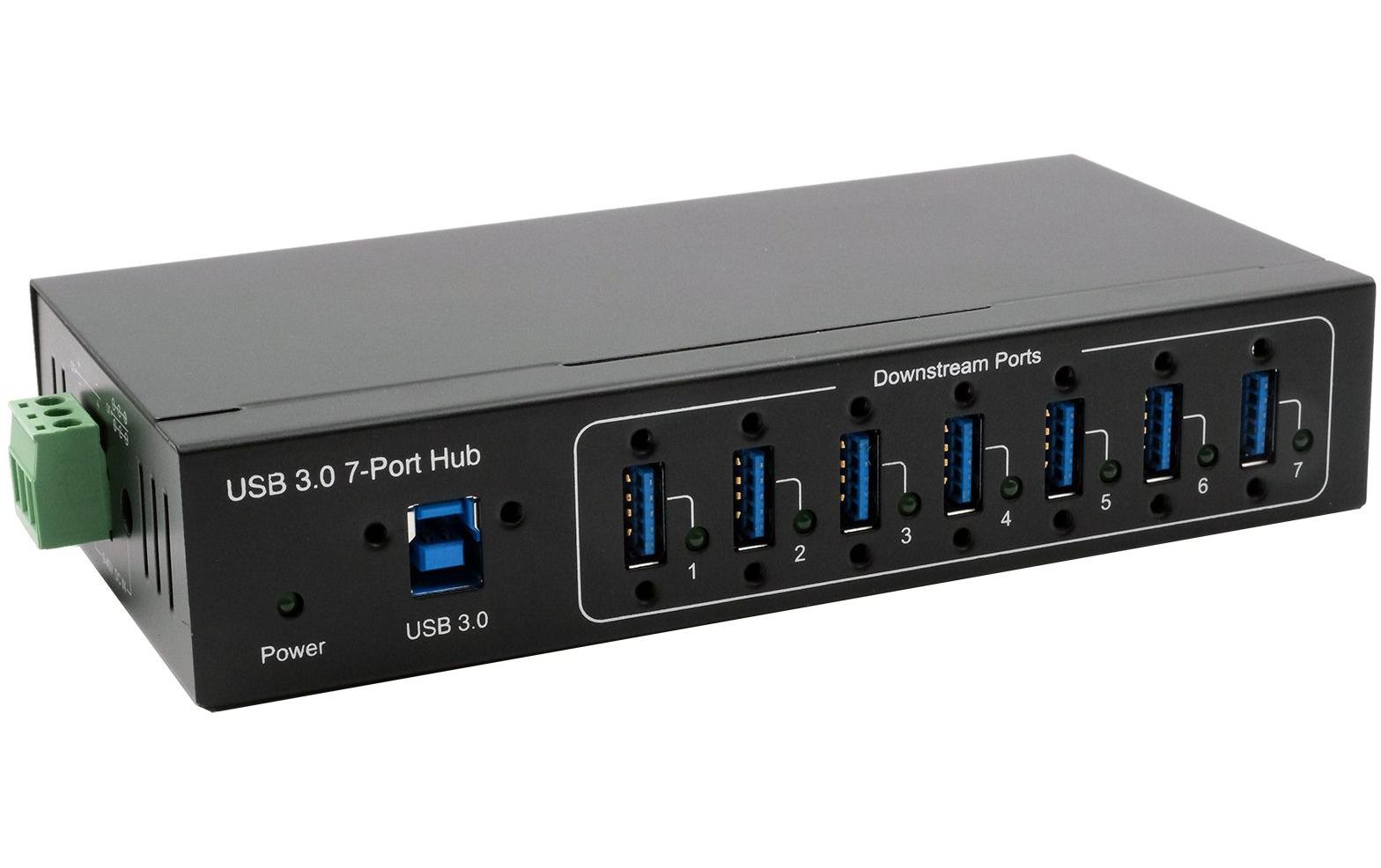 USB-Hub EX-11227HMVS<br>7-Port USB 3.0 HUB für Tisch, Wand- und DIN-Rail Montage
