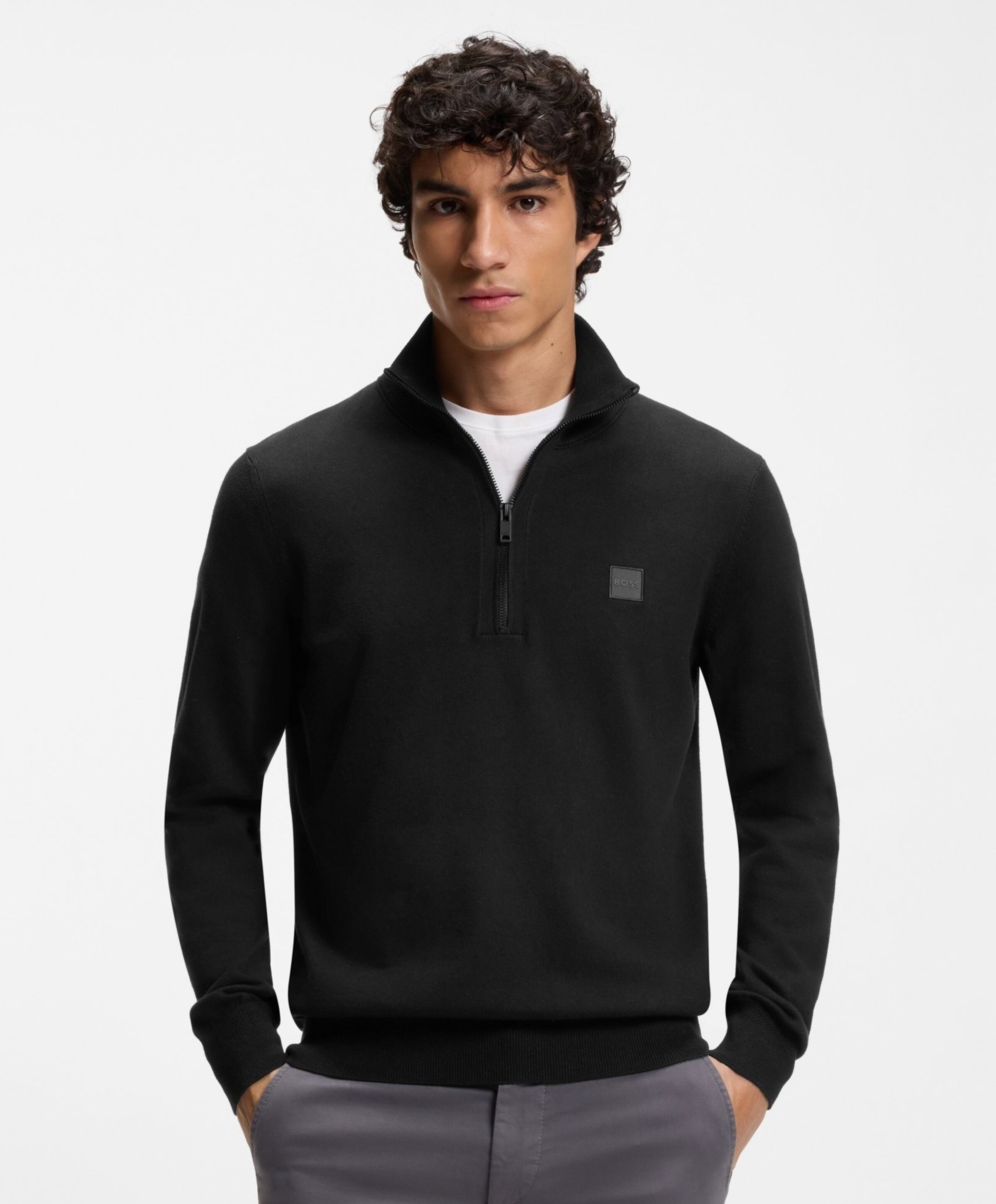 Boss Orange Heren trui met rits blauw