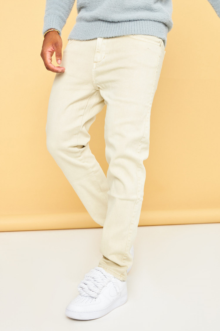 Jeans coupe droite beige clair