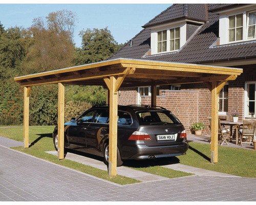Enkele carport SKAN HOLZ Emsland 354x604 cm met natuurlijk aluminium dak