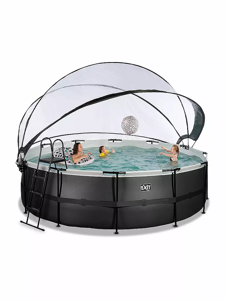 EXIT TOYS Black Leather Pool ø488x122cm mit Abdeckung und Sandfilterpumpe keine Farbe