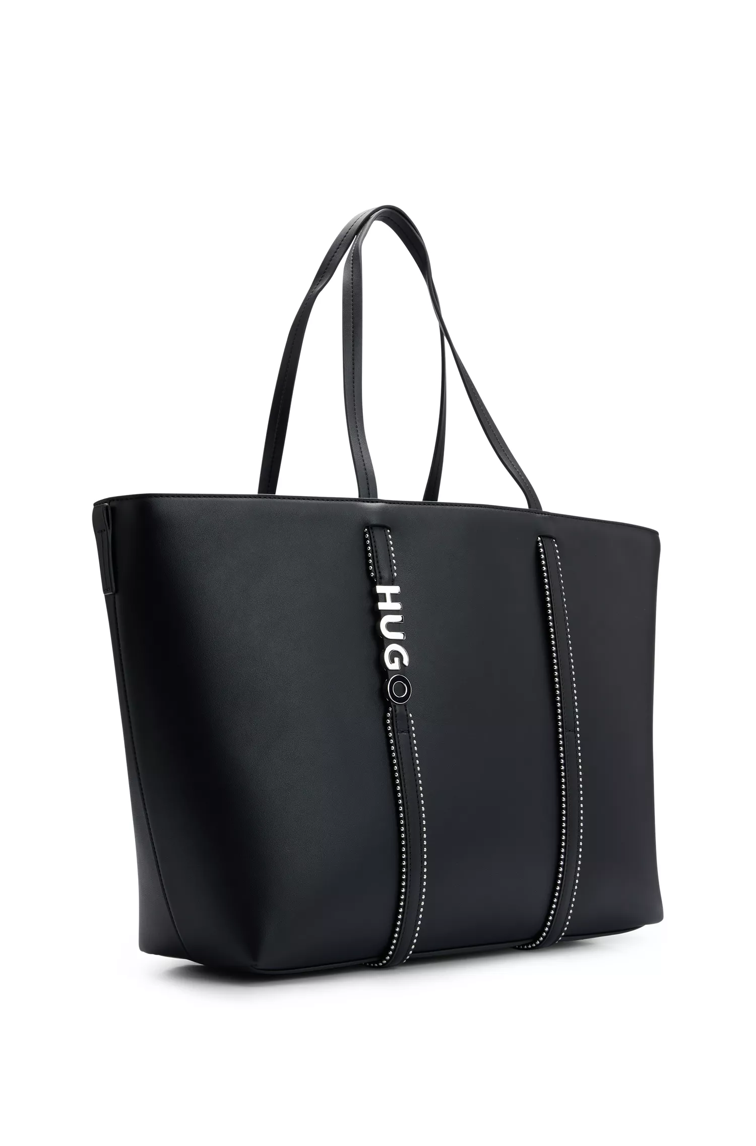 Bolsa de compras HUGO vermelha em couro sintético com detalhe do logotipo