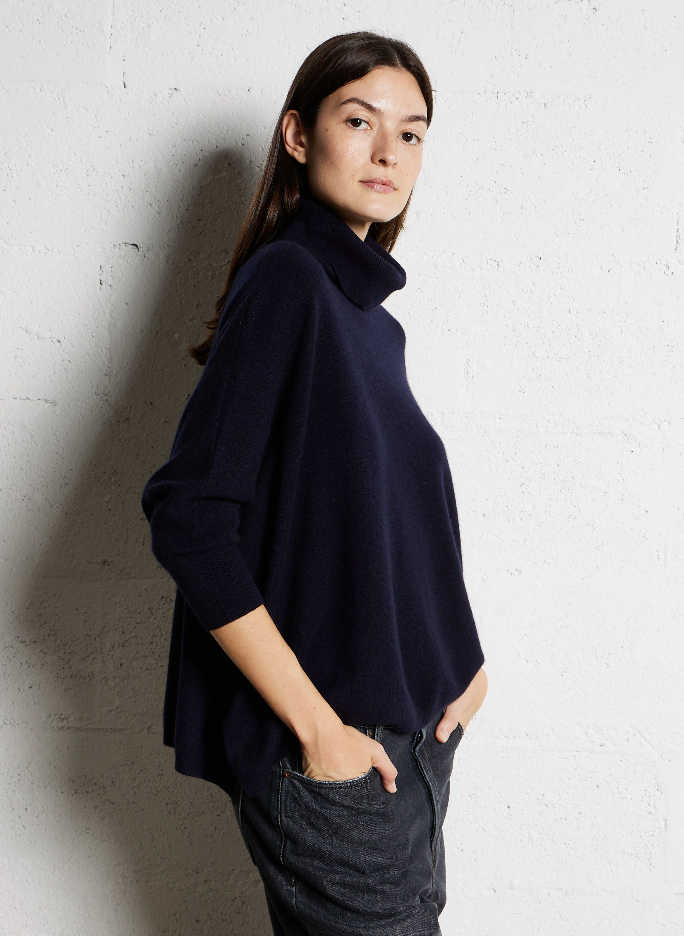 MINIE TURTLE - Pull col roulé en cachemire | Bleu