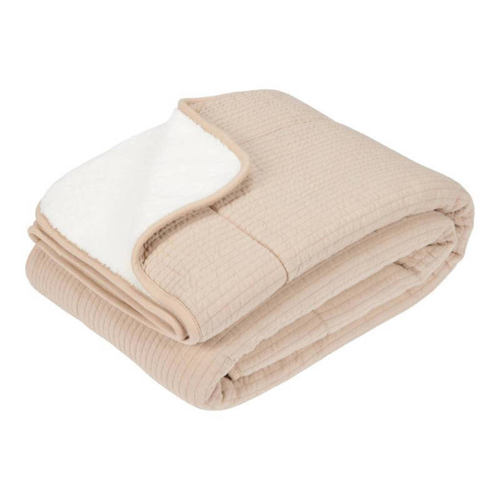 ledikantdeken met teddy Pure Beige