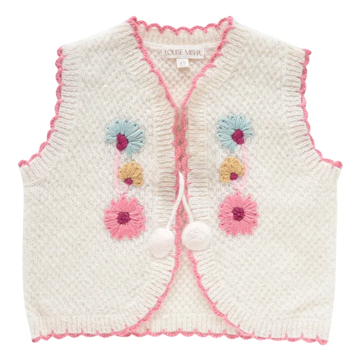 Louise Misha Gilet Brodé Main Sylna | Ecru