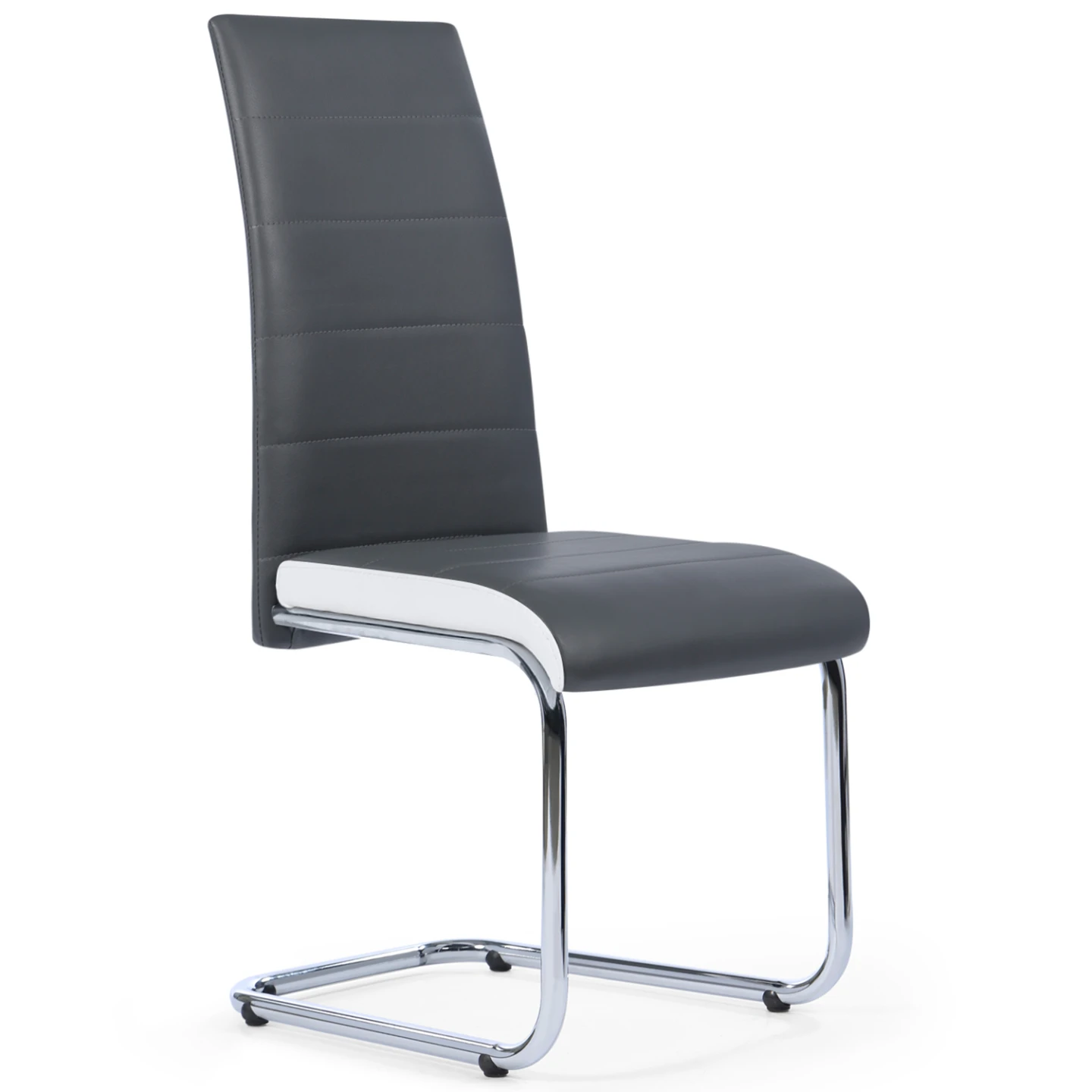Lot de 4 chaises MIA grises liseré blanc pour salle à manger