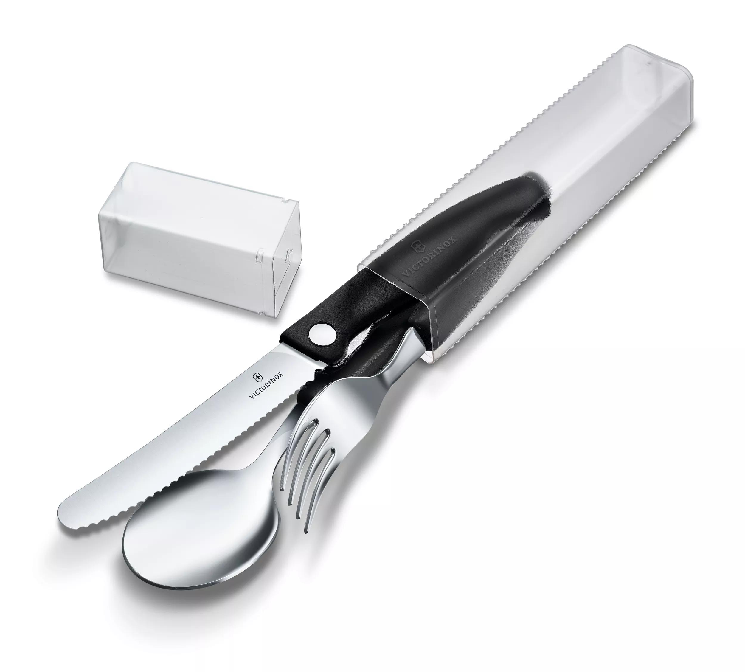 Swiss Classic Set aus Gemüsemesser, Gabel und Löffel-schwarz