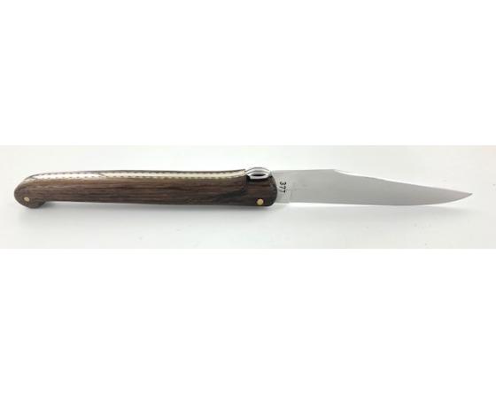 Laguiole 12 cm - Plein Manche - Chêne Fossilisé Couteau de Poche Forge de Laguiole